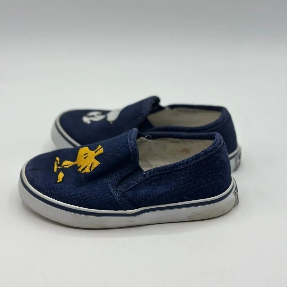 Janie and Jack Boys' Peanuts Snoopy And Woodstock Sneakers Navy Toddler Size 8